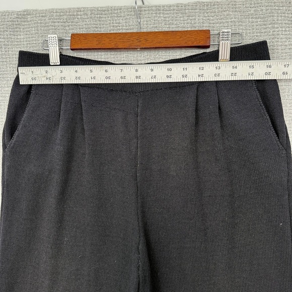 St John Knit Cropped Pants High Waist Career Casual Black Trousers Sz L Santana - Picture 4 of 11